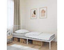 vidaXL Metal Bed Frame without Mattress with Headboard White 107x203 cm King Single