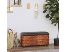 vidaXL Storage Benches 2 pcs with Brown Cushion 69 cm Cattail