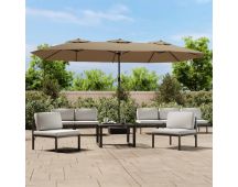 vidaXL Double-Head Parasol Taupe 449x245 cm