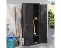 vidaXL Outdoor Storage Cabinet Black 65x37x165 cm PP