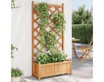 vidaXL Planter with Trellis Brown Solid Wood Fir