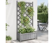 vidaXL Planter with Trellis Grey Solid Wood Fir