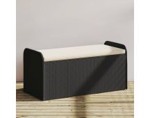 vidaXL Storage Bench with Cushion Black 115x51x52 cm Poly Rattan