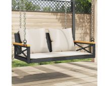 vidaXL Swing Bench with Cushions Black 109x62x40 cm Poly Rattan