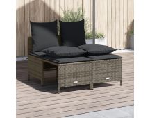 vidaXL 4 Piece Garden Sofa Set with Cushions Grey Poly Rattan