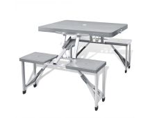 Foldable Camping Table Set with 4 Stools  Aluminium Extra Light Grey