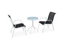 vidaXL 3 Piece Bistro Set Steel Black