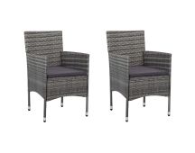 vidaXL Garden Dining Chairs 2 pcs Poly Rattan Grey