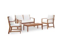 vidaXL 4 Piece Garden Lounge Set with Cushions Solid Acacia Wood