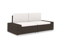 vidaXL Sectional Sofa 2-Seater Poly Rattan Brown