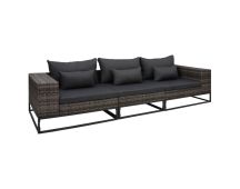 vidaXL 3 Piece Garden Sofa Set with Cushions Poly Rattan Grey