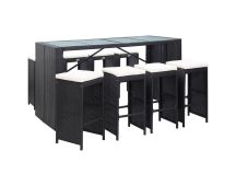 vidaXL 9 Piece Outdoor Bar Set Poly Rattan Black