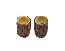 Set of 2 Wooden Natural Egg Cup Natural