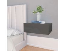 vidaXL Floating Nightstand High Gloss Grey 40x30x15 cm Engineered Wood