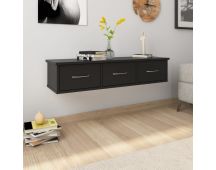 vidaXL Wall-mounted Drawer Shelf Black 88x26x18.5 cm Engineered Wood