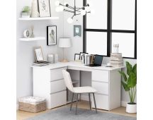 vidaXL Corner Desk White 145x100x76 cm Engineered Wood