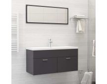 vidaXL 2 Piece Bathroom Furniture Set High Gloss Grey Engineered Wood