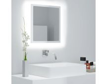 vidaXL LED Bathroom Mirror High Gloss White 40x8.5x37 cm Acrylic