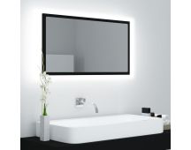 vidaXL LED Bathroom Mirror Black 80x8.5x37 cm Acrylic