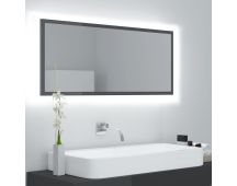 vidaXL LED Bathroom Mirror High Gloss Grey 100x8.5x37 cm Acrylic