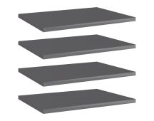 vidaXL Bookshelf Boards 4 pcs High Gloss Grey 40x30x1.5 cm Engineered Wood