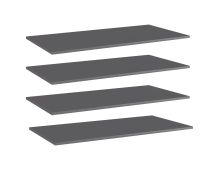 vidaXL Bookshelf Boards 4 pcs High Gloss Grey 80x20x1.5 cm Engineered Wood