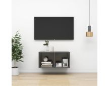 vidaXL Wall-mounted TV Cabinet High Gloss Grey 37x37x72 cm Engineered Wood