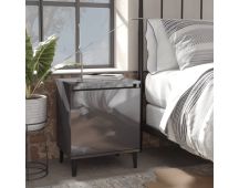 vidaXL Bed Cabinet with Metal Legs High Gloss Grey