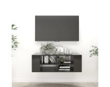 vidaXL Wall-Mounted TV Cabinet High Gloss Black 102x35x35 cm Engineered Wood