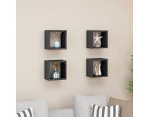 vidaXL Wall Cube Shelves 4 pcs High Gloss Grey 22x15x22 cm