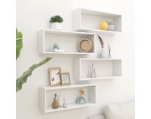 vidaXL Wall Cube Shelves 4 pcs White 60x15x23 cm Engineered Wood