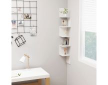 vidaXL Wall Corner Shelf High Gloss White 20x20x127.5 cm Engineered Wood