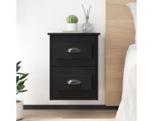 vidaXL Wall-mounted Bedside Cabinet Black 41.5x36x53cm