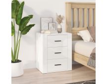 vidaXL Bedside Cabinet High Gloss White 50x36x60 cm Engineered Wood