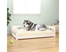 vidaXL Dog Bed White 105.5x75.5x28 cm Solid Wood Pine