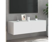 vidaXL TV Wall Cabinet with LED Lights White 100x35x31 cm