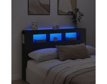 vidaXL LED Headboard Black 160 cm Engineered Wood