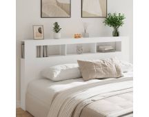 vidaXL LED Headboard White 200 cm Engineered Wood