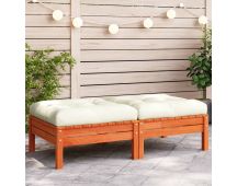 vidaXL Garden Footstools with Cushions 2 pcs Wax Brown Solid Wood Pine