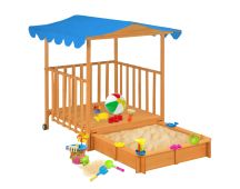 vidaXL Kids Playhouse with Sandbox Fir Wood Blue UV50