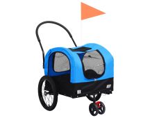 vidaXL 2-in-1 Pet Bike Trailer and Jogging Stroller Blue and Black