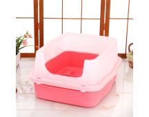 YES4PETS Large Deep Cat Kitty Litter Tray High Wall Pet Toilet Tray With Scoop Pink