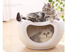 YES4PETS Cat Kitten Bed Cave Small Dog House Kennel Plastic Pet Pod Bedding Igloo White