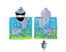 Cute Kids Cotton Hooded Towel Poncho 60 x 120 cm Shark