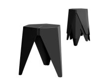 Artiss 4PC Puzzle Stool Plastic Bar Stools Stackable Black