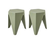 Artiss 2x Bar Stools Puzzle Plastic Foot Stool Green