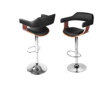 Artiss 4x Bar Stools Gas Lift Leather w/Armrest Black