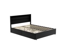 Artiss Bed Frame Queen Size LED with 4 Drawers Black DUNN