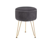 Artiss Ottoman Foot Stool Velvet Stripe Round Grey