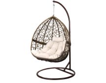 Gardeon Outdoor Egg Swing Chair Wicker Rattan Furniture Pod Stand Cushion Latte
